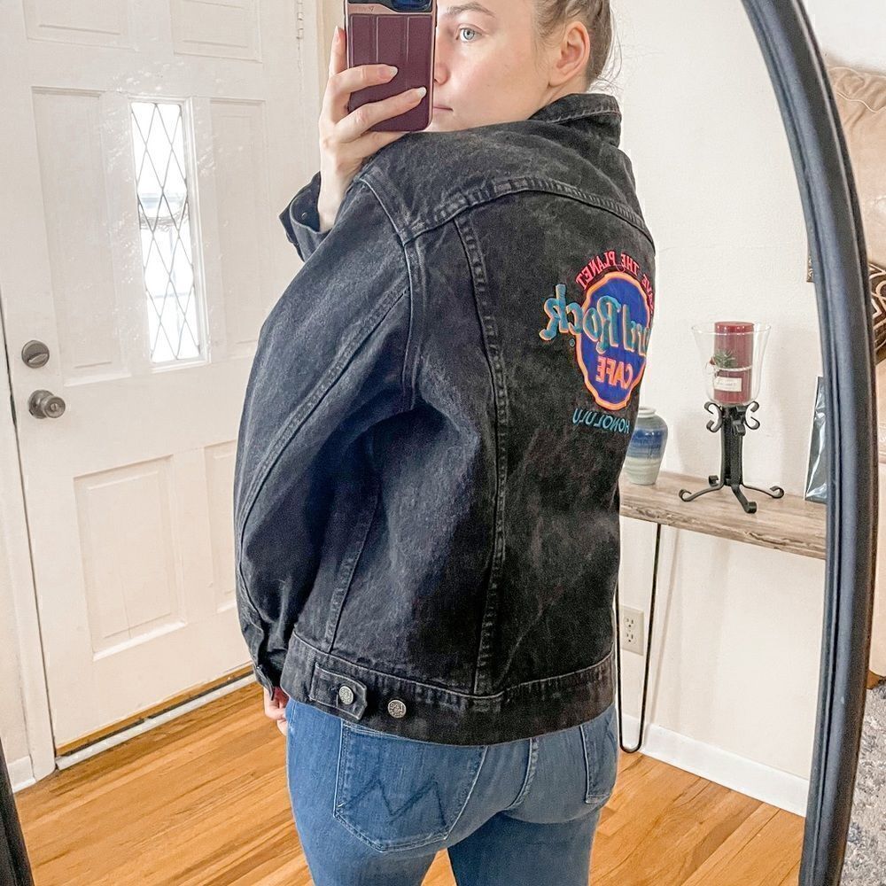 Lee Vintage Hard Rock Cafe Honolulu Denim Jacket Black L - Picture 2 of 9